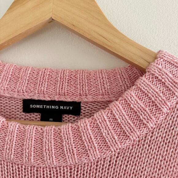 Something Navy Crew Neck Knit Pullover Sweater Pink M - Picture 6 of 8